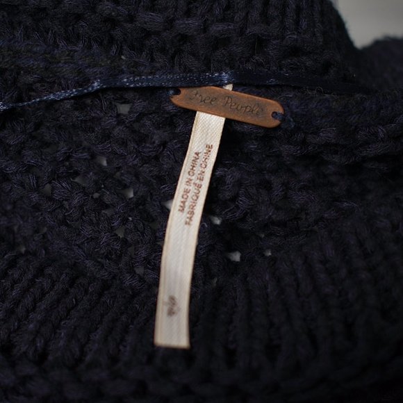 Free People Navy Crochet Sweater Small - Picture 6 of 8